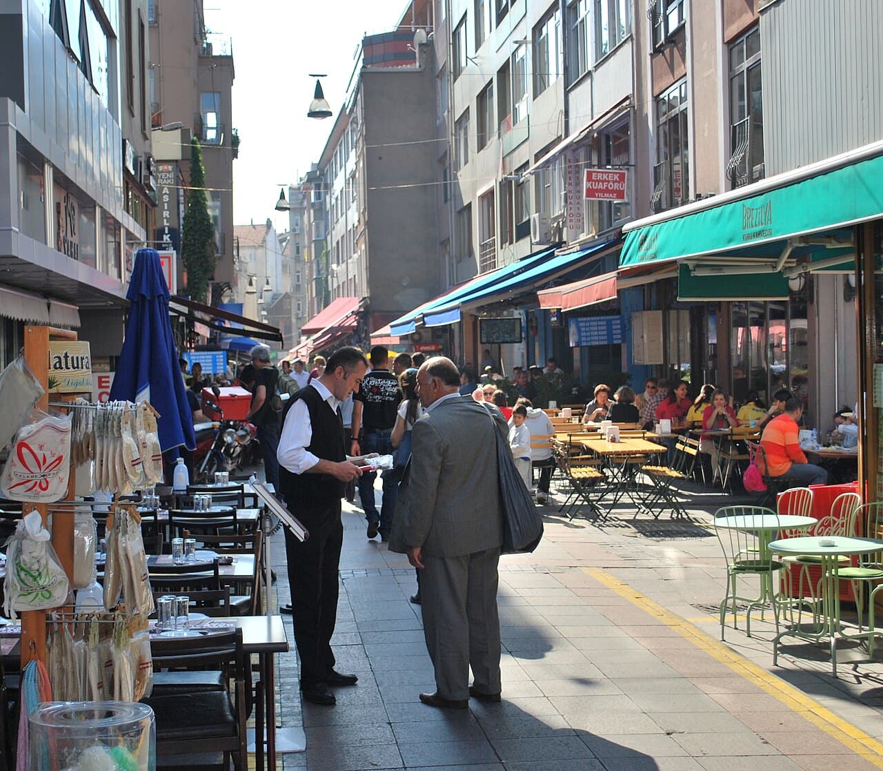 Guneslibahce street in the Kadikoy market grid, the food streets at the door of the Asian side budget hotels